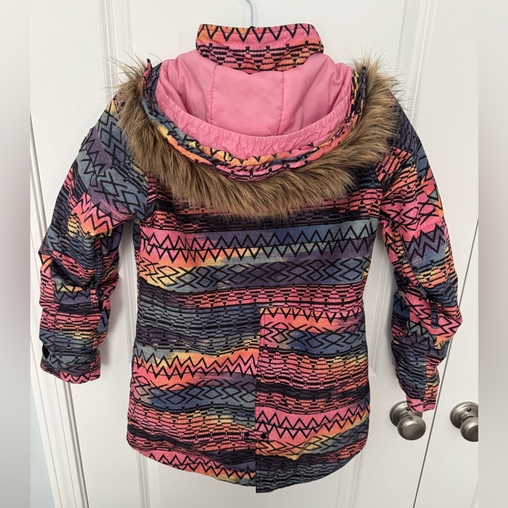 Burton Girls Aubrey Parka Geometric Patterned Jacket Size M - Picture 12 of 14